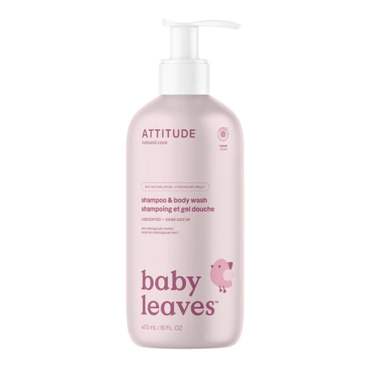 Attitude Baby Leaves Shampoing et gel douche - Sans odeur Baby Leaves Shampoo & body wash - Unscented