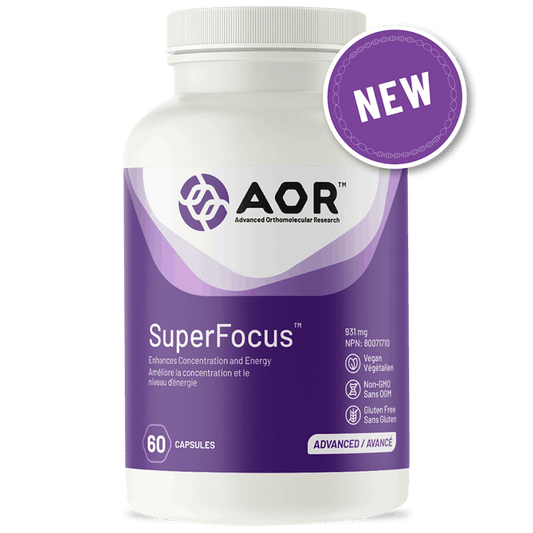 AOR Superfocus 931 mg améliore la concentration et le niveau d'énergie végétalien sans ogm sans gluten 60 capsules