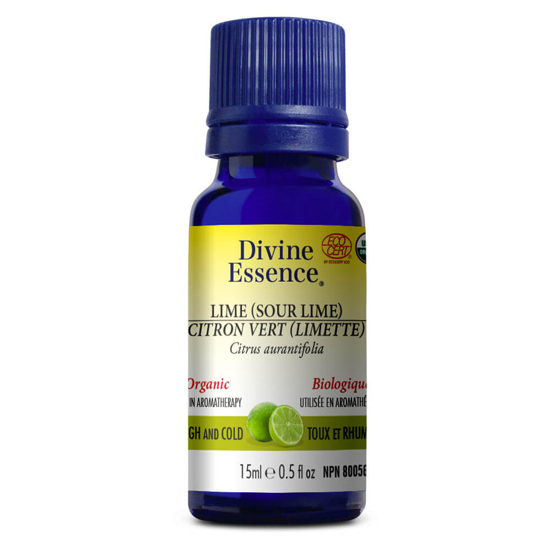 Divine essence huile essentielle citron vert limette biologique toux et rhume 15 ml