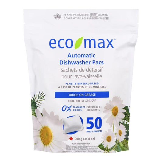 Eco-Max Sachets pour lave-vaisselle automatiques - Sans Parfum 50 Sachets