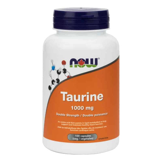 now taurine 1000 mg double puissance maintenir fonction cardiaque saine métabolisme des lipides 100 capsules végétales 