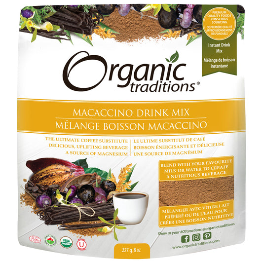 Organic traditions mélange boisson macaccino substitut de café biologique 227g poudre 