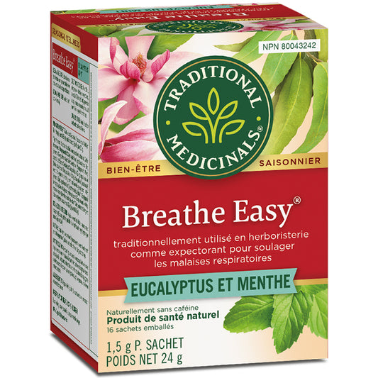 Traditional medicinals tisane saisonnier breathe esay eucalyptus menthe sans caféine expectorant malaises respiratoires