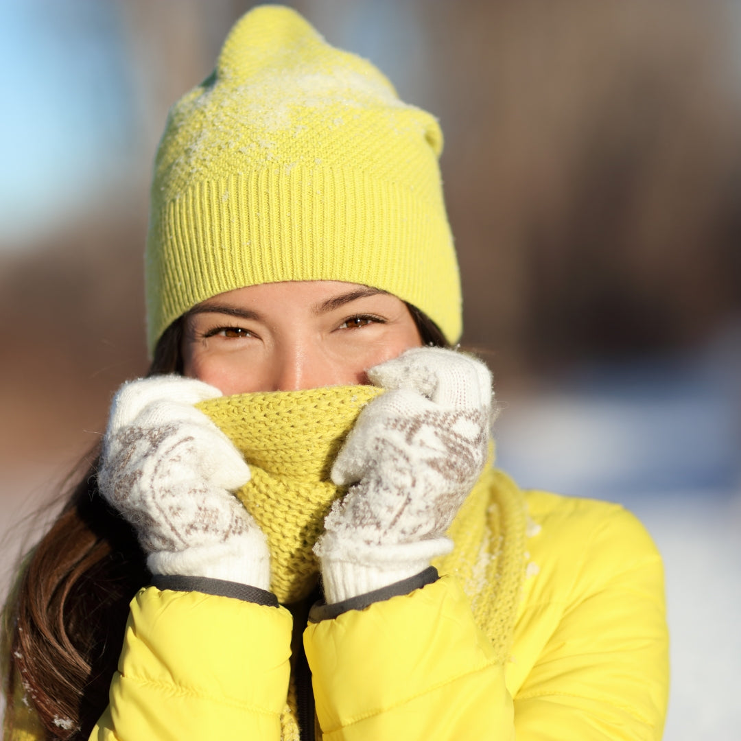 woman smiling in winter setting