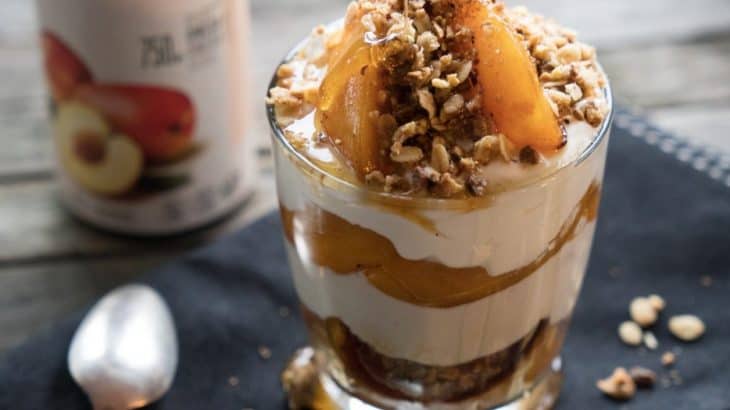 Parfait pêche et mangue grillées