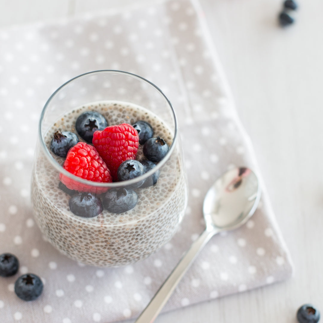 chia pudding with berries
