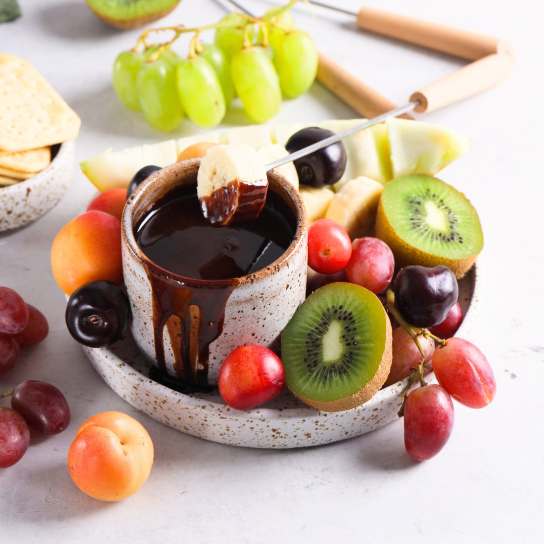 fondue chocolat végane fruits 