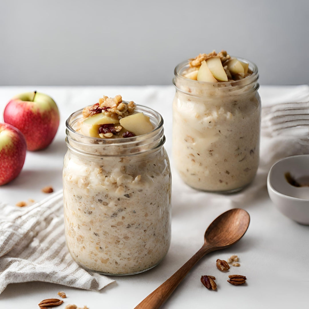 overnight oat with apples and nuts