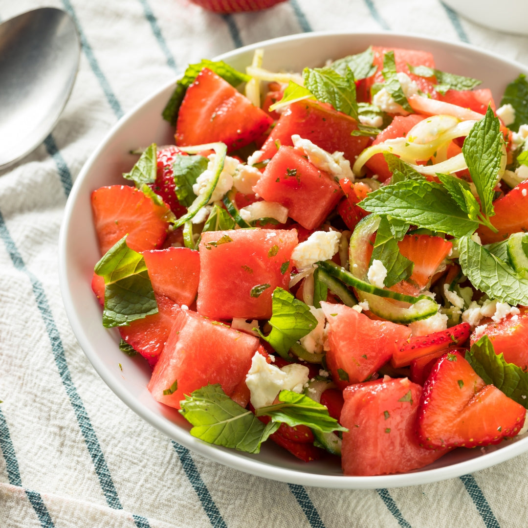 Recette de salade de melon d'eau, feta et fraises