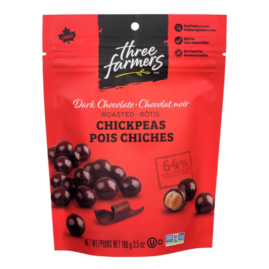 Three Farmers Pois Chiches Rôtis Au Chocolat Noir Sans gluten Végane Sans OGM