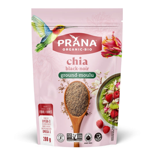 Prana chia noir moulu biologique sans gluten