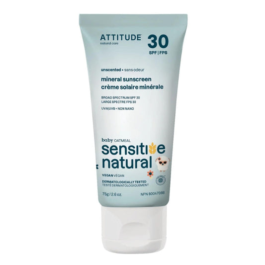 ATTITUDE Sensible Crème solaire minérale 30 FPS Bébé - Sans odeur Sensitive mineral sunscreen 30 SPF - Unscented