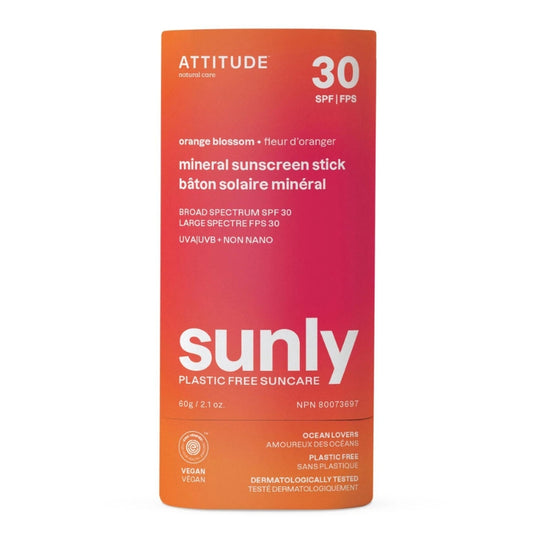 ATTITUDE Sunly Bâton solaire minéral 30 FPS - Fleur d'oranger Sunly mineral suncreen stick 30 SPF - Orange Blossom