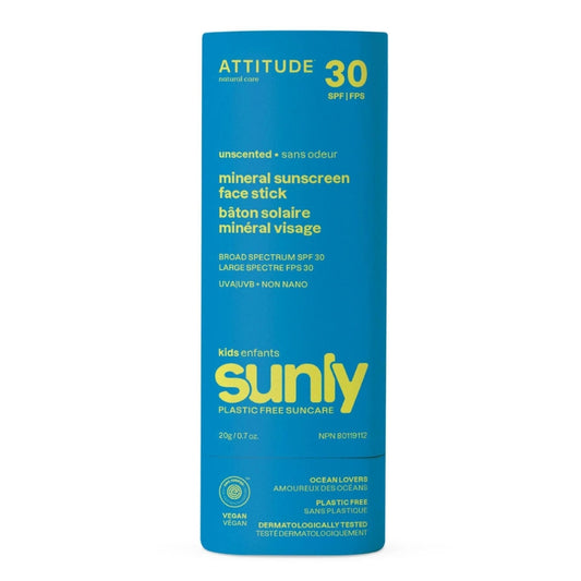 ATTITUDE Sunly Baton solaire minéral 30 FPS Enfants - Sans odeur Sunly mineral sunscreen stick 30 SPF Kids - Unscented
