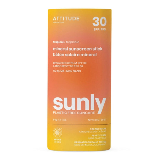 ATTITUDE Sunly Bâton solaire minéral 30 FPS - Tropicale Sunly mineral sunscreen stick 30 SPF - Tropical