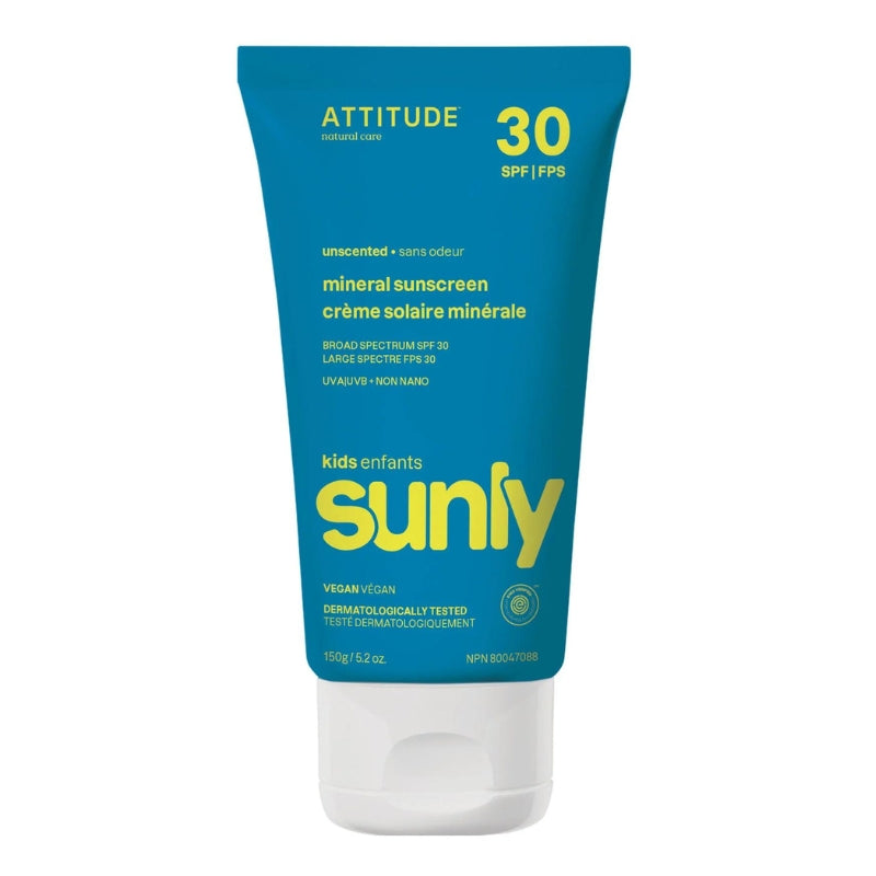 ATTITUDE Sunly Crème solaire minérale FPS 30 Enfants - Sans Odeur Mineral Sunscreen SPF 30 Kids  - Unscented