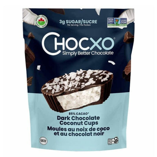 ChocXo Moules Noix De Coco Et Chocolat Noir Bio 85% Cacao Dark Chocolate 85% Cocoa Coconut Cups