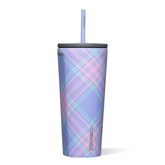 Corkcicle Tasse froide avec paille - Springtime plaid