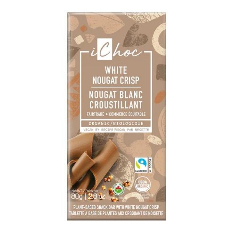Ichoc Tablette de chocolat - croustillant nougat blanc Chocolate bar - White nougat crisp