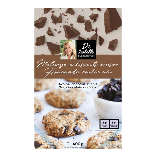 Isabelle Huot Mélange à biscuits - Avoine chocolat et Chia Homemade cookie mix - Oat, Chocolate and chia