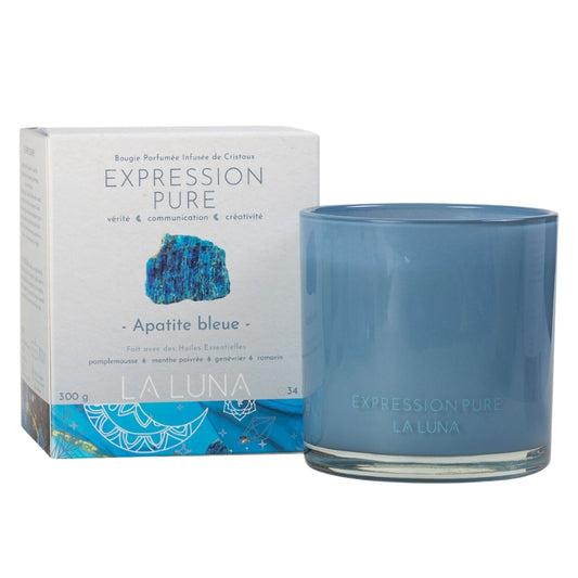 la luna Bougie Expression Pure infusée de cristaux - Apatite bleue Crystal-infused Pure Expression  candle - Apatite Blue