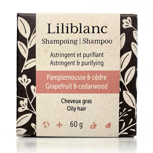 Liliblanc Shampoing en barre - Cheveux gras – Pamplemousse et cèdre de l’Atlas Shampoo bar - Oily hair - Grapefruit and Atlas Cedar