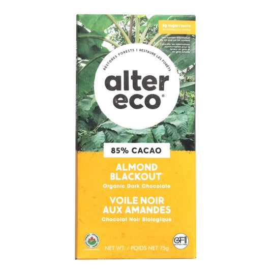 Alter eco Chocolat noir bio voile noir aux amandes salées 85%