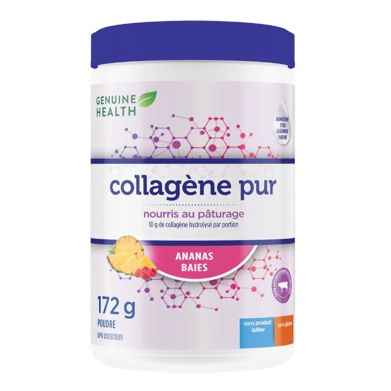 Genuine Health Collagène pur nourris au pâturage - Ananas Baies