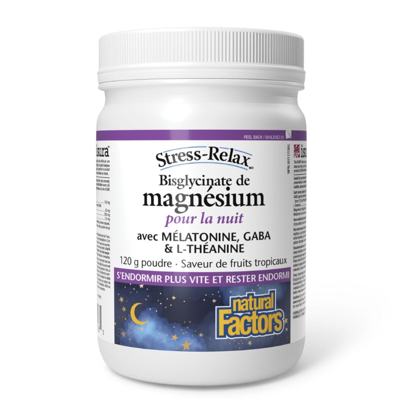 Natural Factors Stress-Relax Bisglycinate de magnésium - Nuit Stress-Relax Magnesium bisglycinate - Nighttime