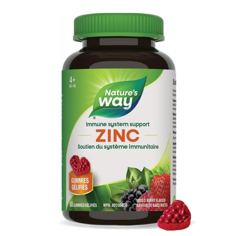 nature's way zinc soutien système immunitaire gummies gélifiés baies mixte