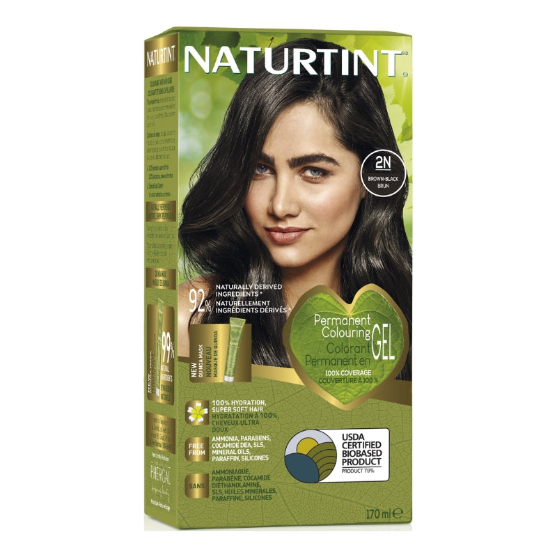 Naturtint Colorant permanent gel 2N - Brun noir Permanent colouring gel 2N - Brown black