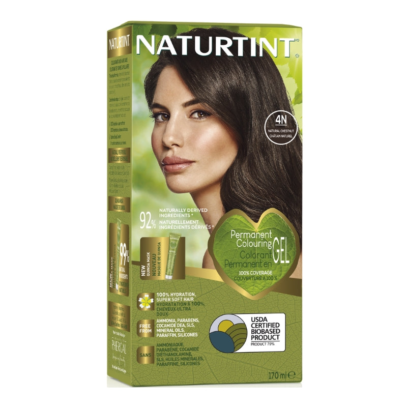 Naturtint Colorant permanent gel 4N - Châtain Naturel Permanent colouring gel 4N - Natural chestnut