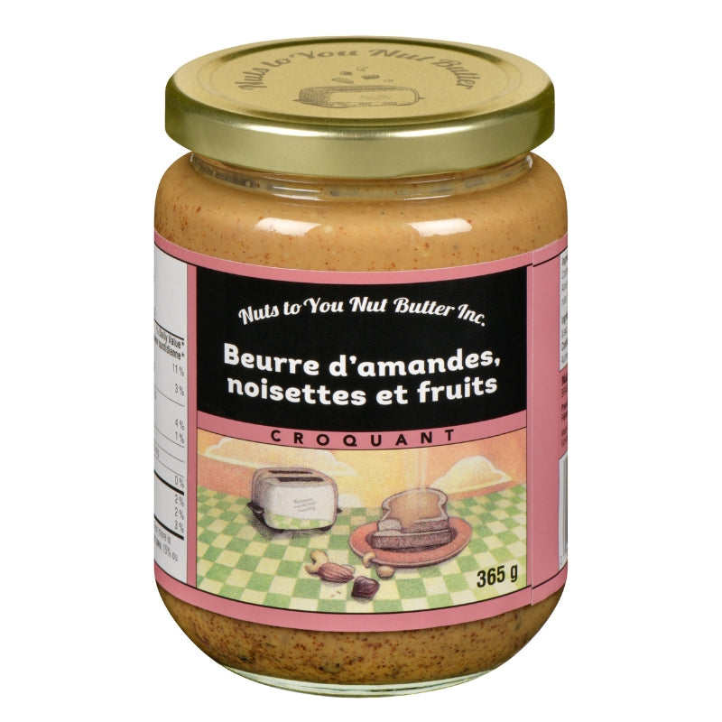 Nuts to you Beurre d'Amandes Noisettes et Fruits Croquant Crunchy Almond Hazelnut Fruit & Nut Butter
