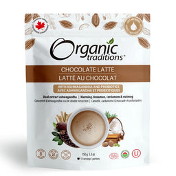 Organic traditions Latté Chocolat avec Ashwagandha et Probiotiques Chocolate Latte with Ashwagandha and Probiotics