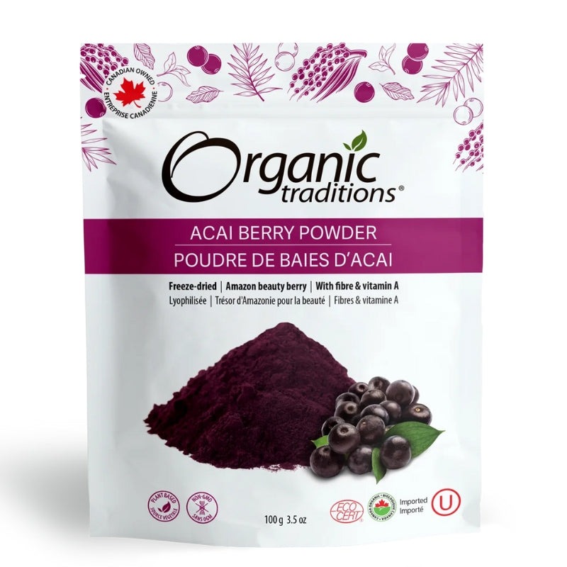 Organic traditions Poudre De Baies D'Açai Biologique Acai Berry Powder Organic
