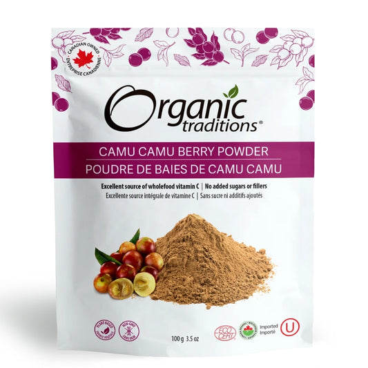 Organic traditions Poudre de Baies De Camu Camu Bio Camu Camu Berry Powder Organic