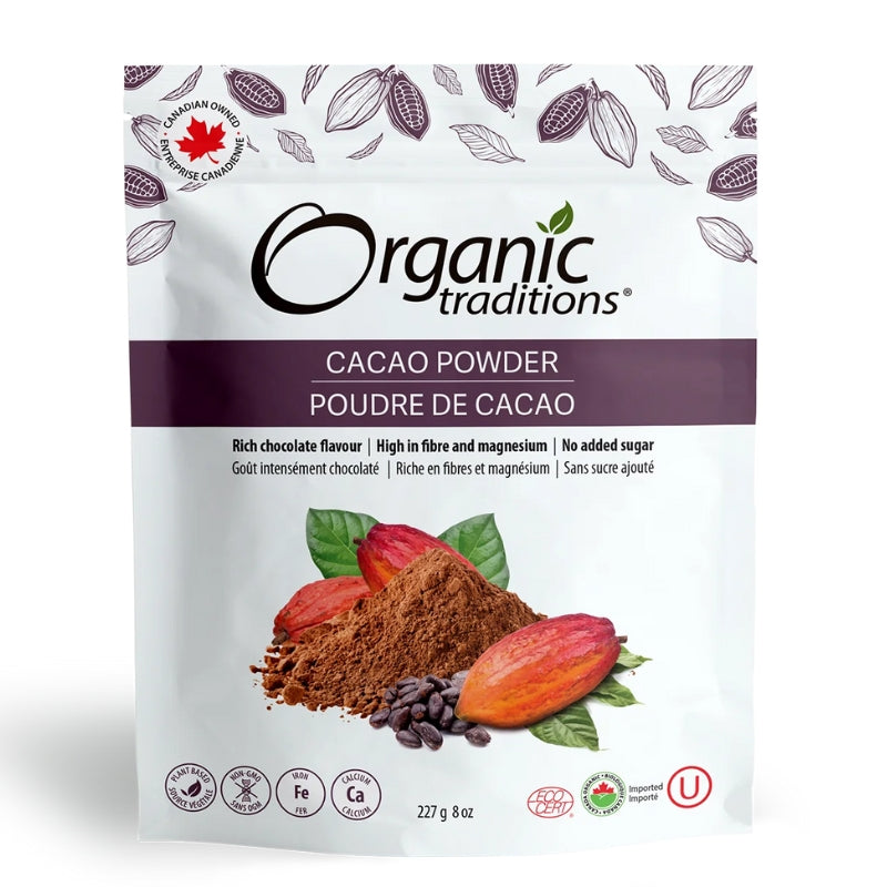 Organic traditions Poudre de Cacao Biologique Cacao Powder Organic