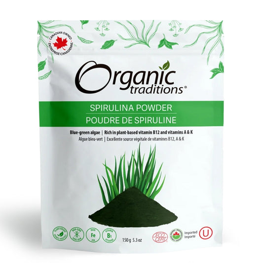 Organic traditions Poudre de Spiruline Bio Spirulina Powder Organic