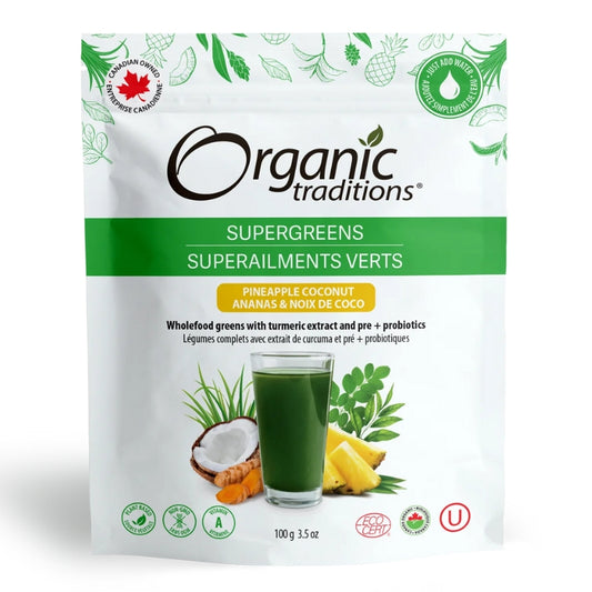 Organic traditions Superaliments verts - Ananas & Noix de coco Supergreens - Pineapple coconut