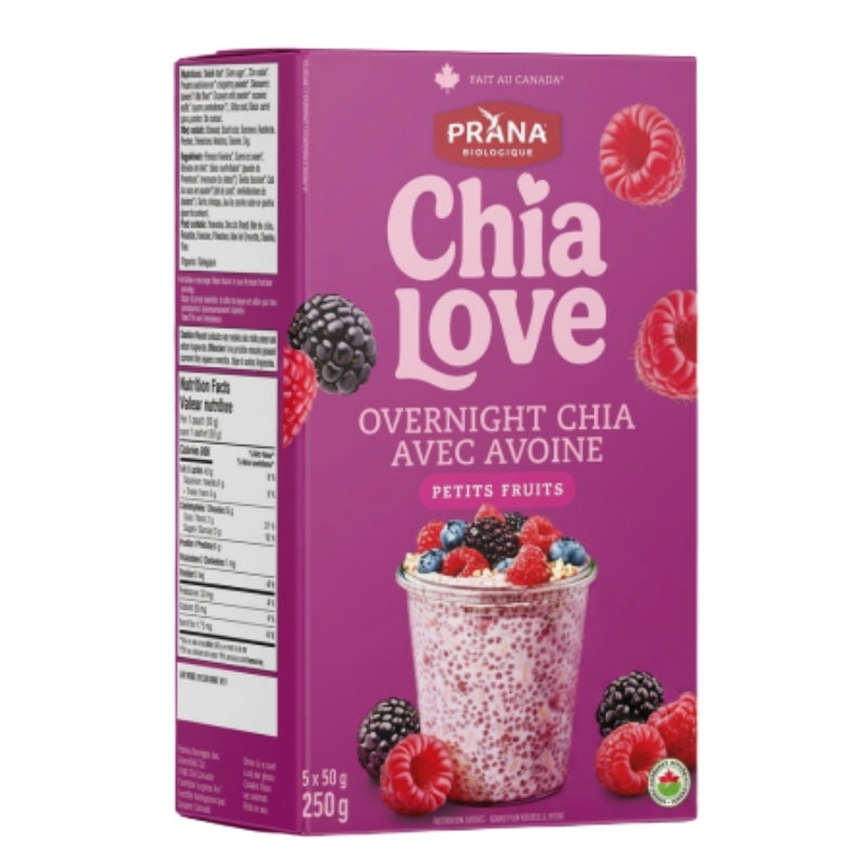 Prana Chialove - Overnight Chia-Avoine Rêve de petits fruits 5 x 50 g