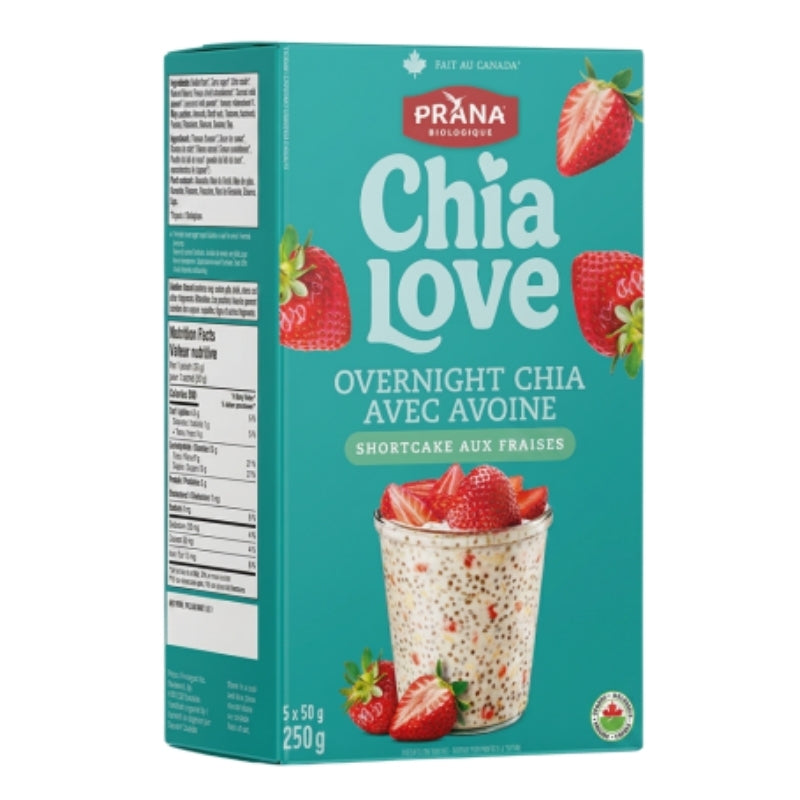 Prana Chialove - Overnight Chia-Avoine Shortcake aux fraises 5 x 50 g