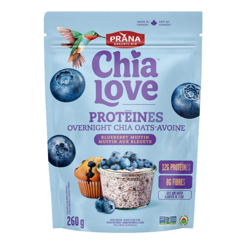 prana Chialove Protéines – Overnight Chia-Avoine Muffin aux bleuets