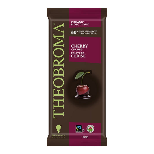 Theobroma TABLETTE DE CHOCOLAT NOIR 60 % CACAO ET ÉCLATS DE CERISE 60% dark chocolate - Cherry chunks