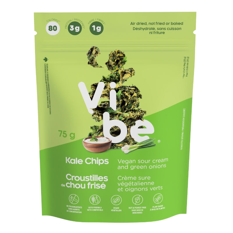 Vibe Chou frisé coquant - Crème sure végétaliens et oignons verts Crunchy kale - Vegan sour cream and green onions