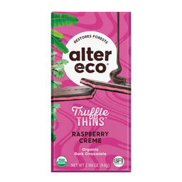 alter eco chocolat noir biologique truffle thins - creme de framboise