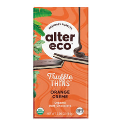 alter eco chocolat noir biologique truffle thins - creme orange