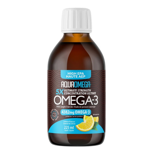 AquaOmega - Omega-3 - Haute en AEP 5X concentration ultime 4 382mg - Citron - 225 ml