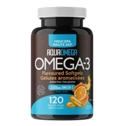 AquaOmega - Omega-3 - Haute en AEP gélules aromatisées 2600mg - Orange - 120 gel
