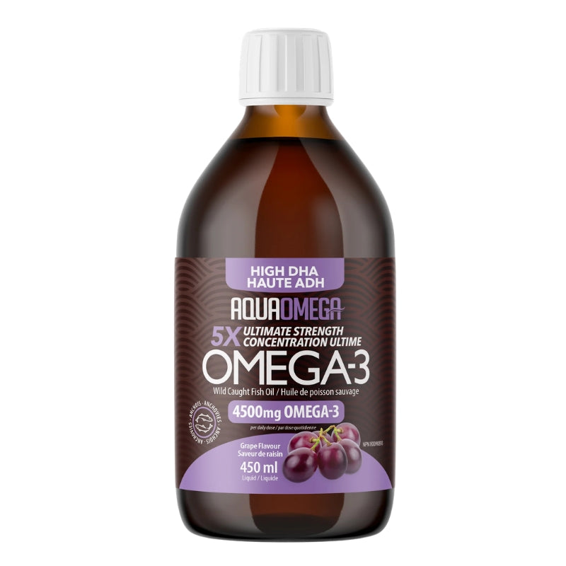 Aquaomega - Oméga-3 - Haute en ADH 4 500mg - Raisin - 450 ml