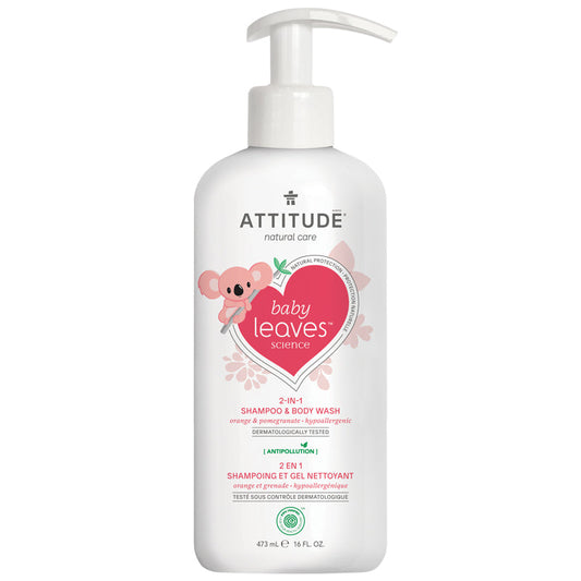 Attitude baby leaves shampoing gel nettoyant orange grenade